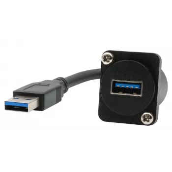 EXSYS EX-49164 Cavo adattatore da incasso Type-D USB 3.2 Gen 1, connettore maschio USB-A a connettore femmina, 20 cm, nero