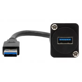 EXSYS EX-49164 Cavo adattatore da incasso Type-D USB 3.2 Gen 1, connettore maschio USB-A a connettore femmina, 20 cm, nero