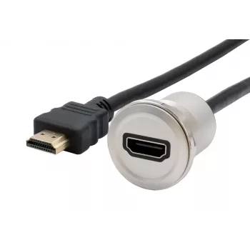 EXSYS EX-49180 adattatore HDMI per montaggio a pannello in metallo, connettore femmina a connettore maschio, 30 cm
