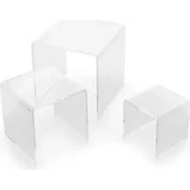 DEFLECTO set di rialzi quadrati per monitor, acrilico trasparente, 3 pezzi, bordi lucidati, impilabili, cristallo trasparente (DB-S3-6)