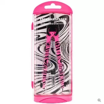 FABER-CASTELL EBERHARD FABER compasso a regolazione rapida, rosa neon/nero, vite centrale, motivo grafico nero, 1 pezzo (571701)