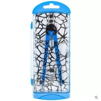 FABER-CASTELL EBERHARD FABER compasso a regolazione rapida, blu neon/nero con vite centrale, motivo grafico nero, 1 pezzo (571702)