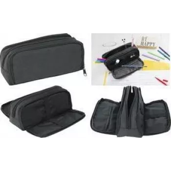Faber-Castell Eberhard Faber astuccio, 3 scomparti, antracite/nero poliestere, scomparto principale grande, scomparto laterale con 4 divisioni - 1 pz. 577406