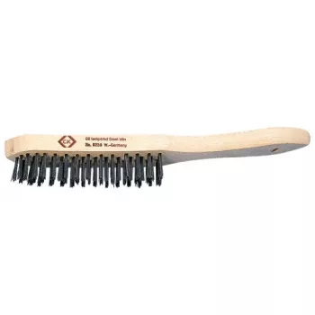 C.K Tools spazzola metallica a 4 file in acciaio temprato e rinvenuto con manico in legno (T6238 4)