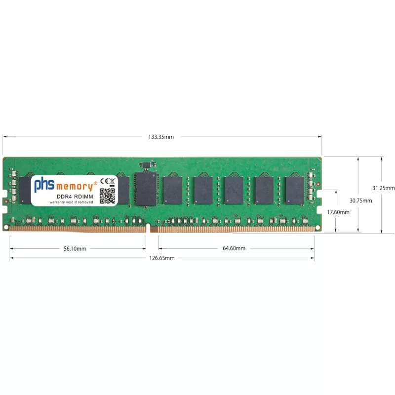 PHS-memory 32GB DDR4 ECC UDIMM 3200MHz PC4-25600E RAM per Synology RackStation RS3626xs SP619473