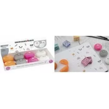 Faber-Castell Eberhard Faber espositore gomme da cancellare a forma di animale, 8 forme animali diverse per matite grafite e colorate 585419