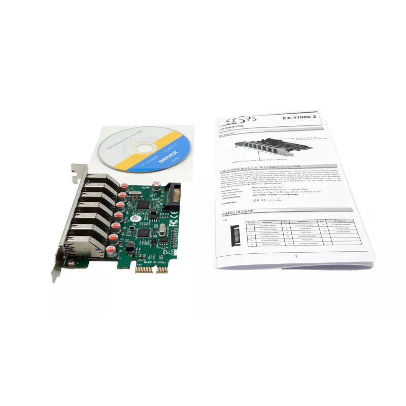 EXSYS scheda PCIe USB 3.2 Gen 1 con 7 porte (chipset VIA) EX-11088-2