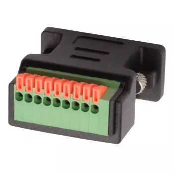 EXSYS EX-49111 adattatore D-Sub femmina a 9 pin su morsettiera a vite a 9 pin con pulsante, grigio