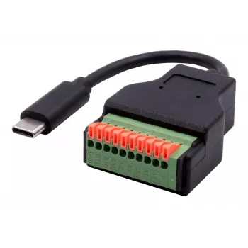 EXSYS EX-49125 cavo adattatore USB-C maschio su terminal block a 10 pin con pulsante, 15 cm, USB 3.2 Gen 1