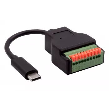 EXSYS EX-49125 cavo adattatore USB-C maschio su terminal block a 10 pin con pulsante, 15 cm, USB 3.2 Gen 1