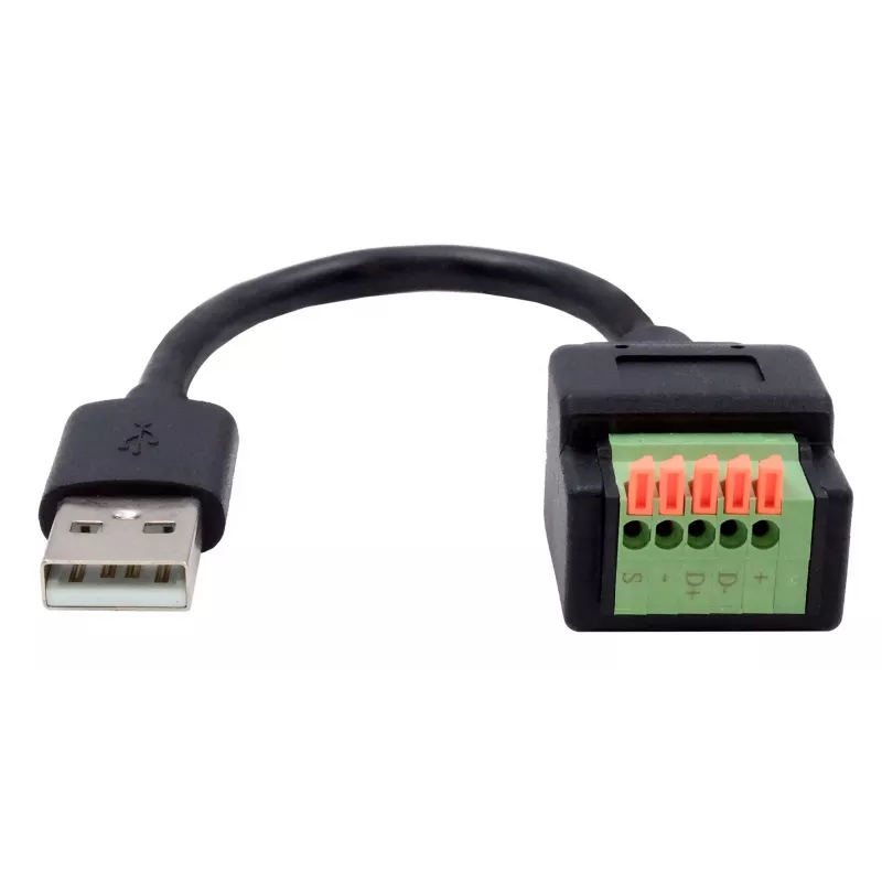 EXSYS cavo adattatore USB-A maschio su terminal block a 5 pin con pulsante, USB 2.0, 15 cm EX-49129