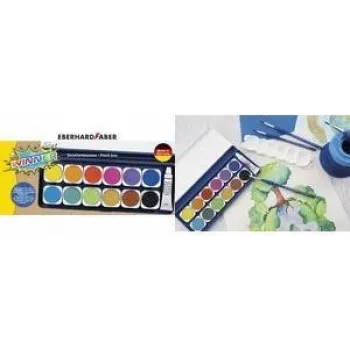 Faber-Castell Eberhard Faber WINNER Acquerello in pastiglie, 12 colori brillanti, coperchio trasparente rimovibile 578314