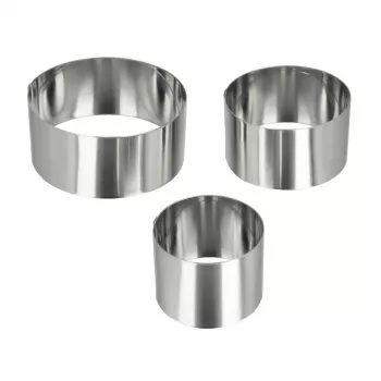 Metaltex Anelli da cucina rotondi in acciaio inox, set da 3, argento, altezza 45 mm 204536010