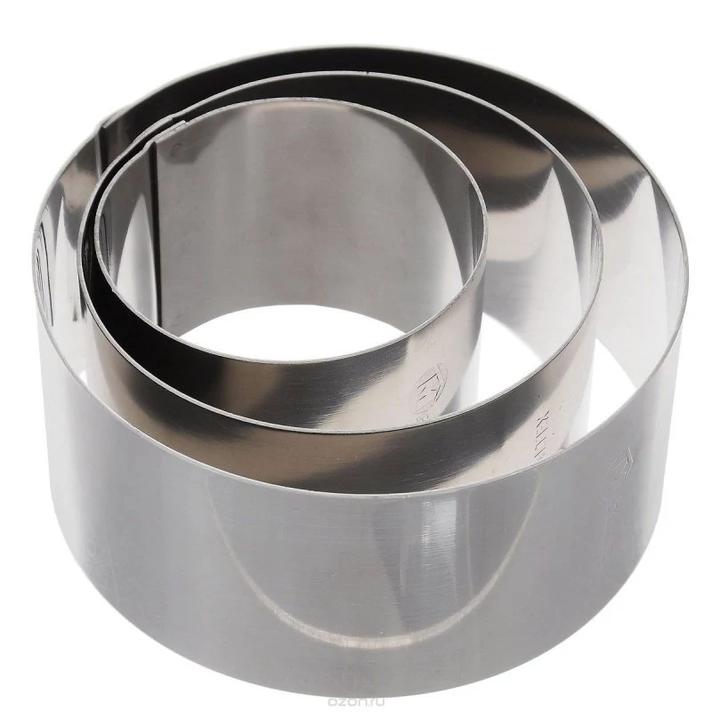 Metaltex Anelli da cucina rotondi in acciaio inox, set da 3, argento, altezza 45 mm 204536010