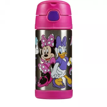 THERMOS FUNTAINER borraccia con cannuccia, Disney Minnie Mouse, 0,35 L, acciaio inox, rosa 4113.412.035