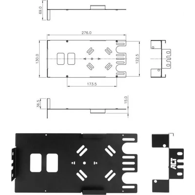 ACT Zero U supporto multifunzione FA2133 – montaggio rack 19 pollici, acciaio, nero