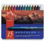 Caran d'Ache Neocolor I pastelli a cera, 15 colori diversi, tondi, involucro di carta, scatola metallica 7000.315