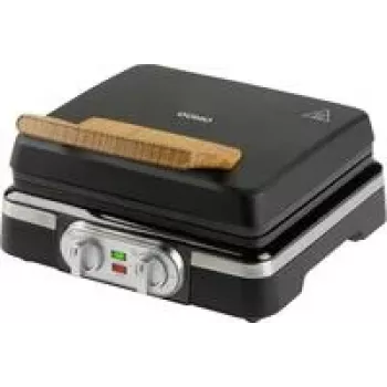 DOMO DO9281W Inky Black waffle maker belga, 1600 W, antiaderente, termostato regolabile, impugnatura Cool-Touch, conservazione verticale