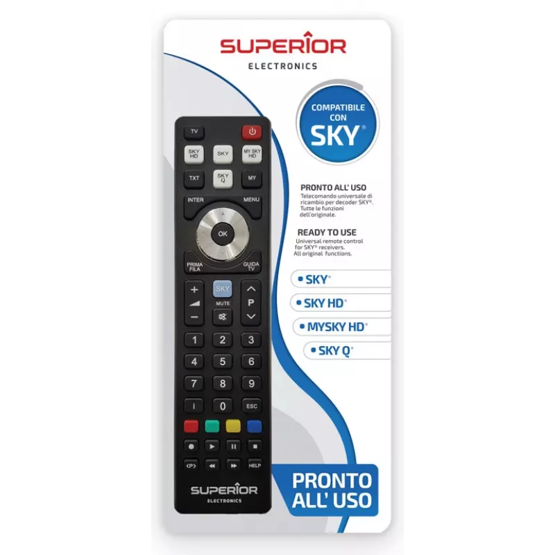 SUPERIOR ELECTRONICS telecomando di ricambio SUPTRB027 per Sky - nero