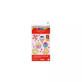 Caran d'Ache Swisscolor Kawaii Candy matite acquerellabili, set da 12, esagonali, legno di cedro 1285.802