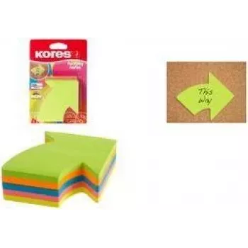 Kores Cubo di note adesive a freccia, 70 x 70 mm, bianco, colori assortiti, rimovibili, 400 fogli N48704