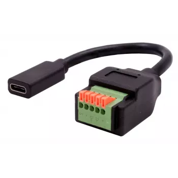 EXSYS EX-49122 Adattatore da connettore femmina USB-C a morsettiera 5 pin con pulsante, USB 2.0, 15 cm
