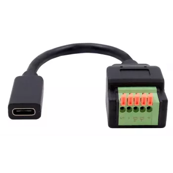 EXSYS EX-49122 Adattatore da connettore femmina USB-C a morsettiera 5 pin con pulsante, USB 2.0, 15 cm