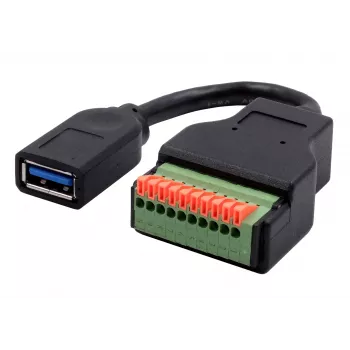 EXSYS EX-49126 Cavo adattatore da connettore femmina USB-A a morsettiera 10 pin con pulsante, USB 3.2 Gen 1, 15 cm