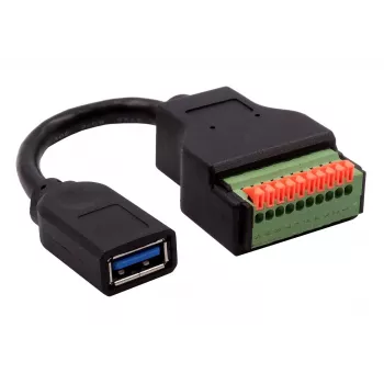 EXSYS EX-49126 Cavo adattatore da connettore femmina USB-A a morsettiera 10 pin con pulsante, USB 3.2 Gen 1, 15 cm