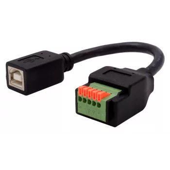 EXSYS EX-49130 Adattatore USB 2.0 da connettore femmina USB-B a morsettiera 5 pin con pulsante, 15 cm