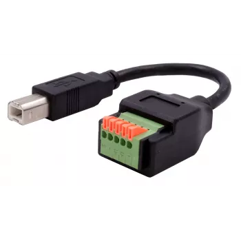 EXSYS Cavo adattatore da connettore maschio USB-B a morsettiera 5 pin con pulsante, USB 2.0, 15 cm EX-49131