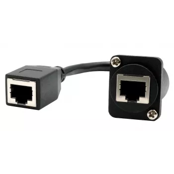 EXSYS connettore femmina RJ45 da incasso tipo D, femmina a femmina, CAT.5e, 20 cm, schermato, nero EX-49160