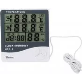 Bradas WL-M21 White Line stazione meteo digitale con sensore esterno di temperatura wireless, temperatura interna/esterna da -10°C a 70°C, bianco