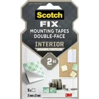 3M Scotch-Fix quadrati di montaggio per interni 25 mm x 25 mm bianco (confezione da 12) 7100263584