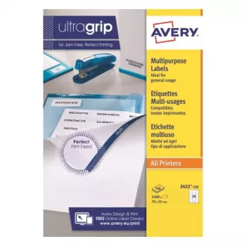 AVERY etichette multiuso 70 x 35 mm bianco Ultragrip, 2400 etichette (3422-100.FR)