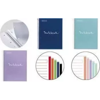 Quaderno MIQUELRIUS College Block EMOTIONS, DIN A4, blu navy, a quadretti, 120 fogli, 90 g/m², rilegatura a spirale, perforato, 4 fori MR46063
