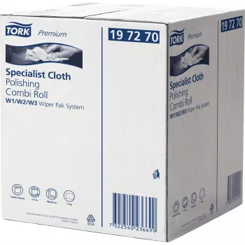 Rotolo per lucidatura e pulizia Tork Premium, 1 velo, bianco, 171 m, tessuto non tessuto, per dispenser W1/W2/W3, 1 rotolo (197270)