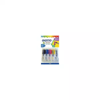 GIOTTO Gouache extra fine set colori, 5 x 10 ml tubetti in alluminio, colori assortiti (bianco, giallo primario, rosso primario, blu primario, nero) F65440000