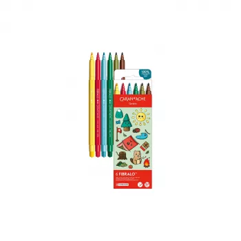 Caran d'Ache Fibralo Kawaii Swiss Pennarelli in fibra, set da 6, inchiostro a base d'acqua 185.804