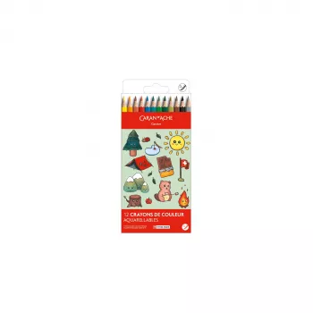 Caran d'Ache Swisscolor Kawaii Swiss Matite acquerellabili, set da 12, legno di cedro, esagonali 1285.804