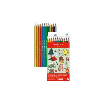 Caran d'Ache Swisscolor Kawaii Swiss Matite acquerellabili, set da 12, legno di cedro, esagonali 1285.804