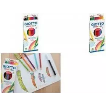 GIOTTO COLORS 3.0 matite colorate esagonali, 24 colori diversi, mina 3,0 mm, astuccio in cartone F276700