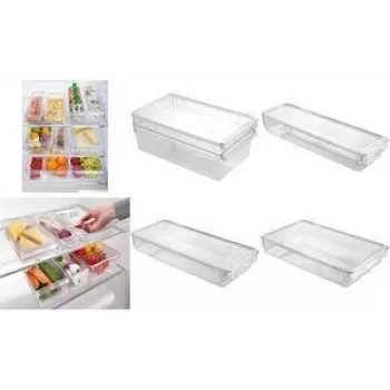 Metaltex Frigo-System organizer, piccolo, con coperchio, trasparente, polistirene PS, 1 pz. (235412000)