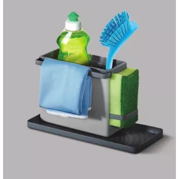 Metaltex Tidytex organizer per lavello, plastica, grigio, 2 supporti estraibili per spugne e panni 297530109