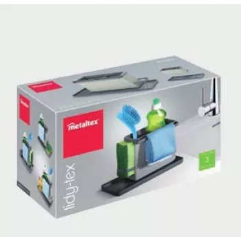 Metaltex Tidytex organizer per lavello, plastica, grigio, 2 supporti estraibili per spugne e panni 297530109