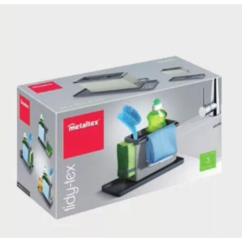 Metaltex Tidytex organizer per lavello, plastica, grigio, 2 supporti estraibili per spugne e panni 297530109