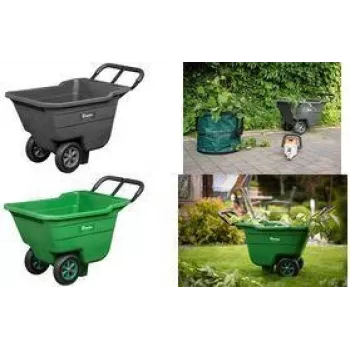 Bradas HANDY-GO carriola da giardino 90 L verde, portata 150 kg, vasca in plastica, telaio in acciaio, ruota pneumatica TQ-WB090GR