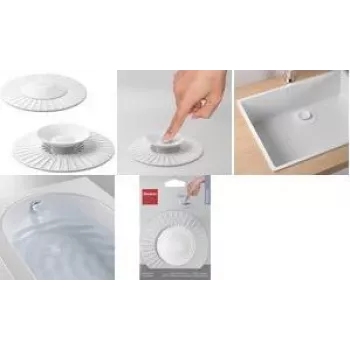 Metaltex tappo universale in silicone per scarico 2-in-1 con filtro e tappo, bianco 297558000