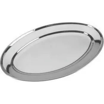Metaltex vassoio da portata ovale, acciaio inox, lucidato a specchio, larghezza 300 mm, argento, lavabile in lavastoviglie, 1 pezzo 690715010