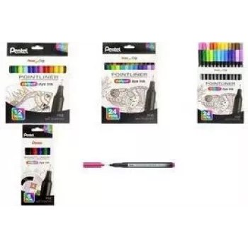 Pentel Arts Pointliner set di penne fineliner, 0,4 mm, colori assortiti, confezione da 6 S40-6